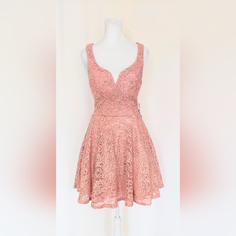 B. Darlin Size 5/6 Fit n Flare Sleeveless Sparkle Lace Dress NWT